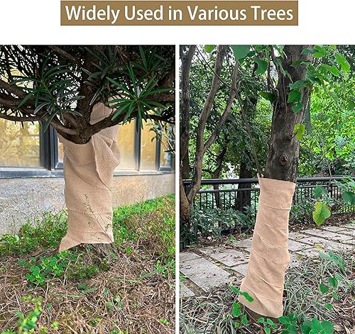 Miniatura 5 de 6 rollos de 7.8 x 9.8 pies de arpillera natural para plantas de invierno, vendaje de protección contra congelación, envoltura de corteza de tela