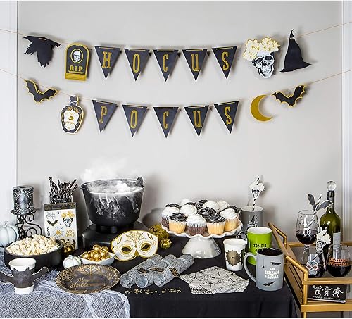 Miniatura 6 de CR Gibson Máscara de mascarada negra y dorada para Halloween 100in de ancho x 45in de alto 8 piezas 100in de ancho x 45in de alto negro y dorado