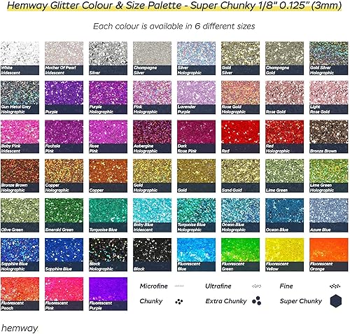 Miniatura 7 de Hemway MEGA - Purpurina a granel de 12.7 oz para uñas, resina, vasos, artes, manualidades, pintura, festivales, cosméticos y cuerpo, supergruesa (18