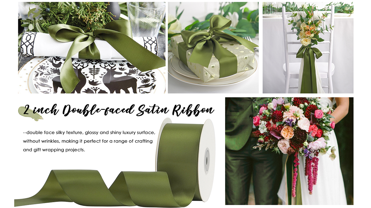 Amazon.com: HUIHUANG Moss Green Ribbon 2 inch Double Face Green
