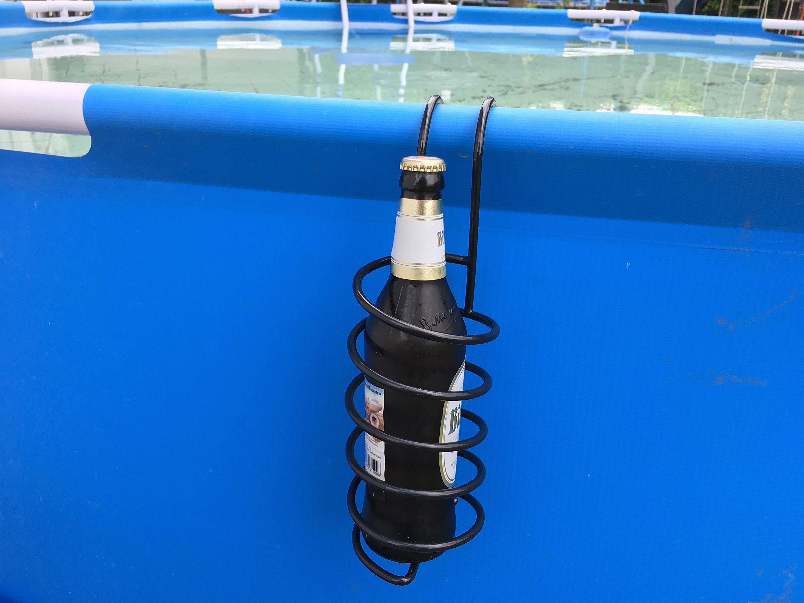 eXODA Flaschenhalter für Bier und Wein aus Metall für Balkon oder Pool - pulverbeschichtet und rostfrei passend für Standardflaschen ideal für Garten und Terrasse
