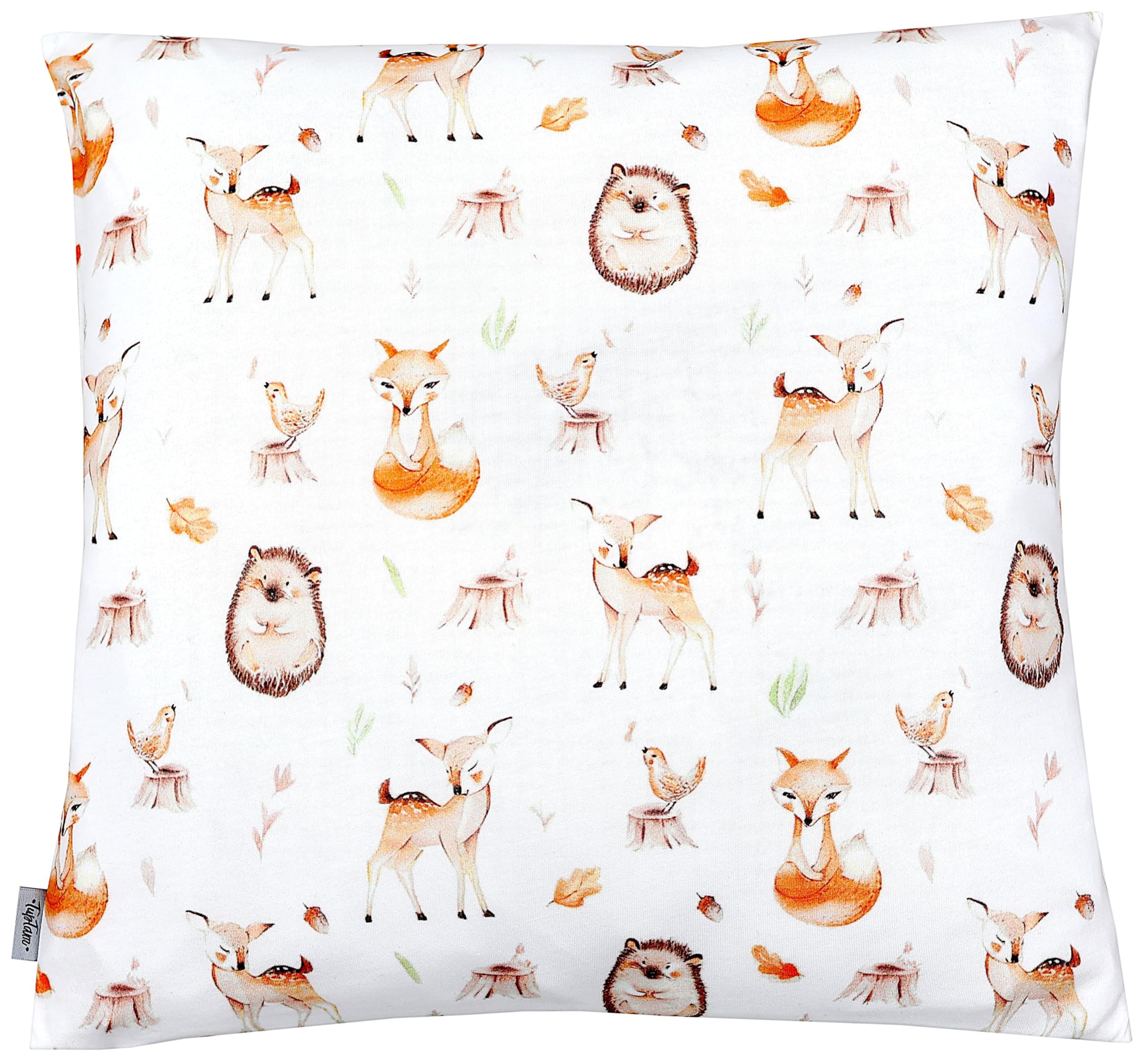 TupTam Children's Pillow Case with Decorative Patterns Pillows for Baby and Kids Room, Forest animals/hedgehogs/deer, 40 x 40 cm