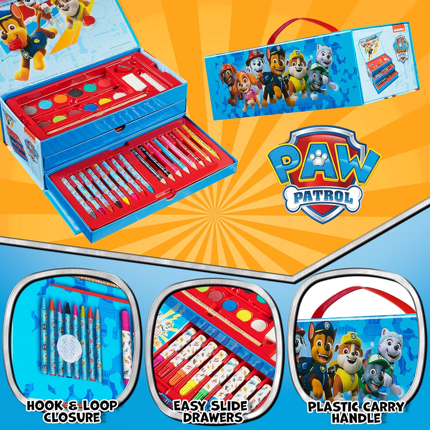 Paw Patrol Colored Pencils Art Supplies Kids Set Coloring Stationery Girls Boys Drawing Pencils Supplies Travel Case with Crayons Arts and Crafts for Kids 4-12 (Multicolor)