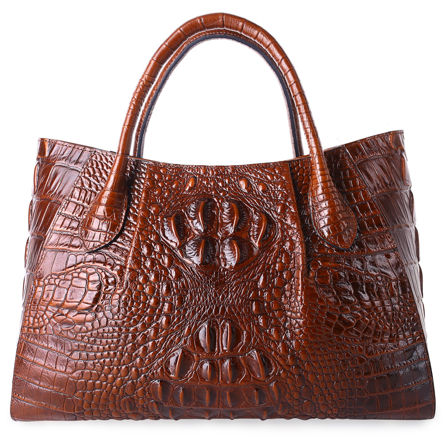 Designer Crocodile Top Handle Handbags Womens Genuine Leather Tote Bags 5002A Brown