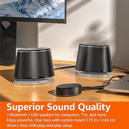 Miniatura 6 de Tienda Basics Altavoces Bluetooth para computadora con USB 3.0 e iluminación azul