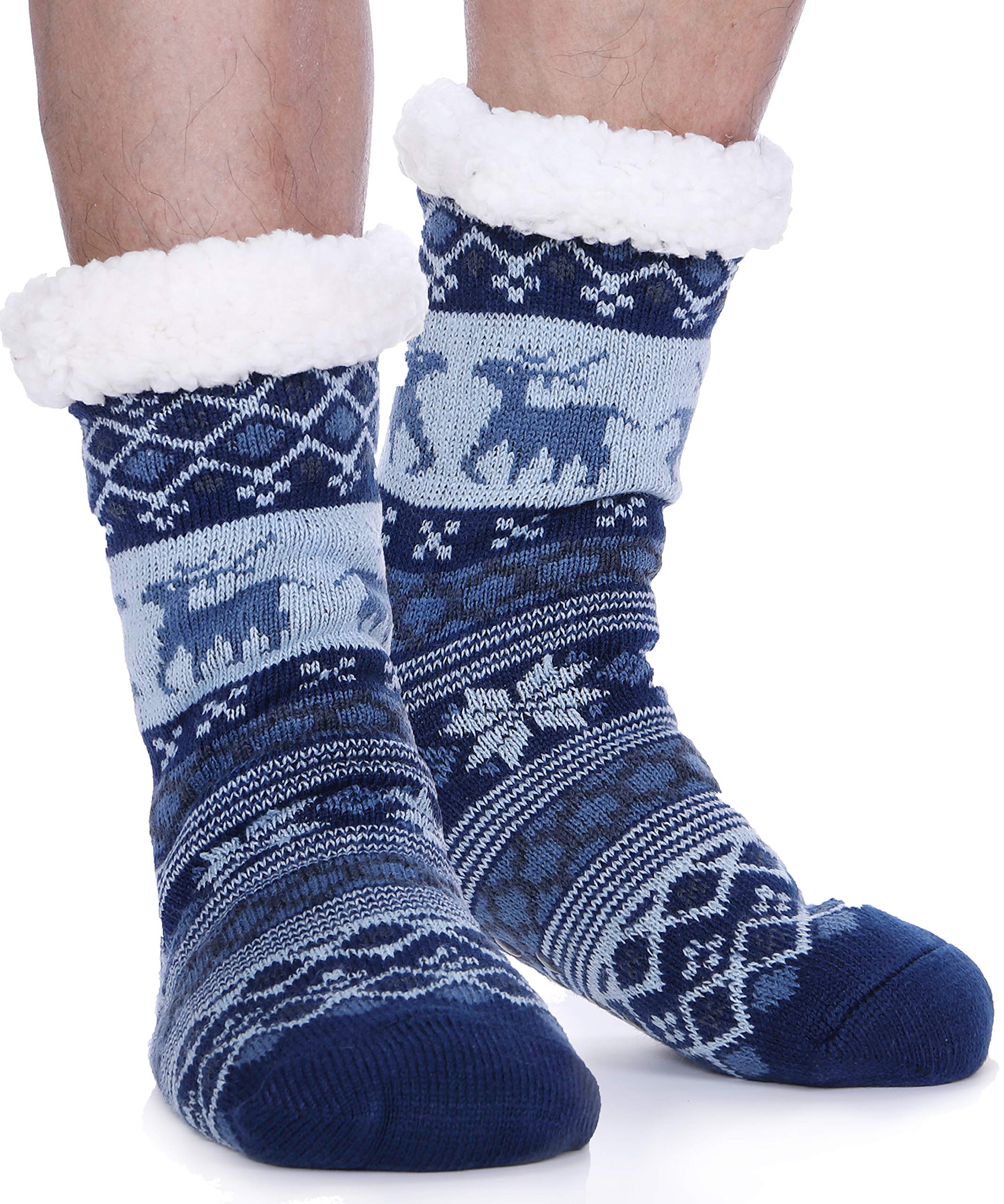 EBMORE Chaussettes En Peluche Épaisses Pour Hommes - Chaussettes Hiver Chaudes Antidérapantes