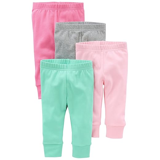 Simple Joys by Carter's Toddler Girls' Pant, Pack of 4, Mint Green/Pink/Grey, 18 Months