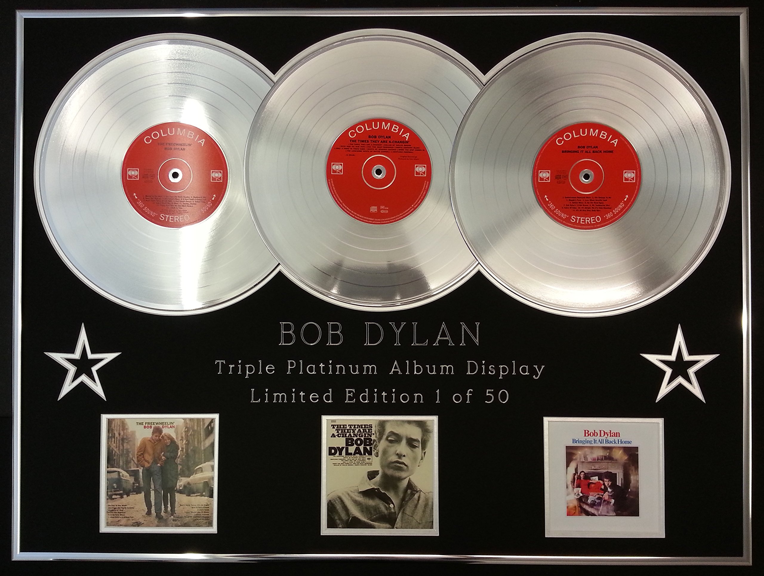 BOB DYLAN/TRIPLE PLATINUM ALBUM DISPLAY/THE FREEWHEELIN' + THE TIMES THEY ARE A-CHANGIN' + BRINGING/COA