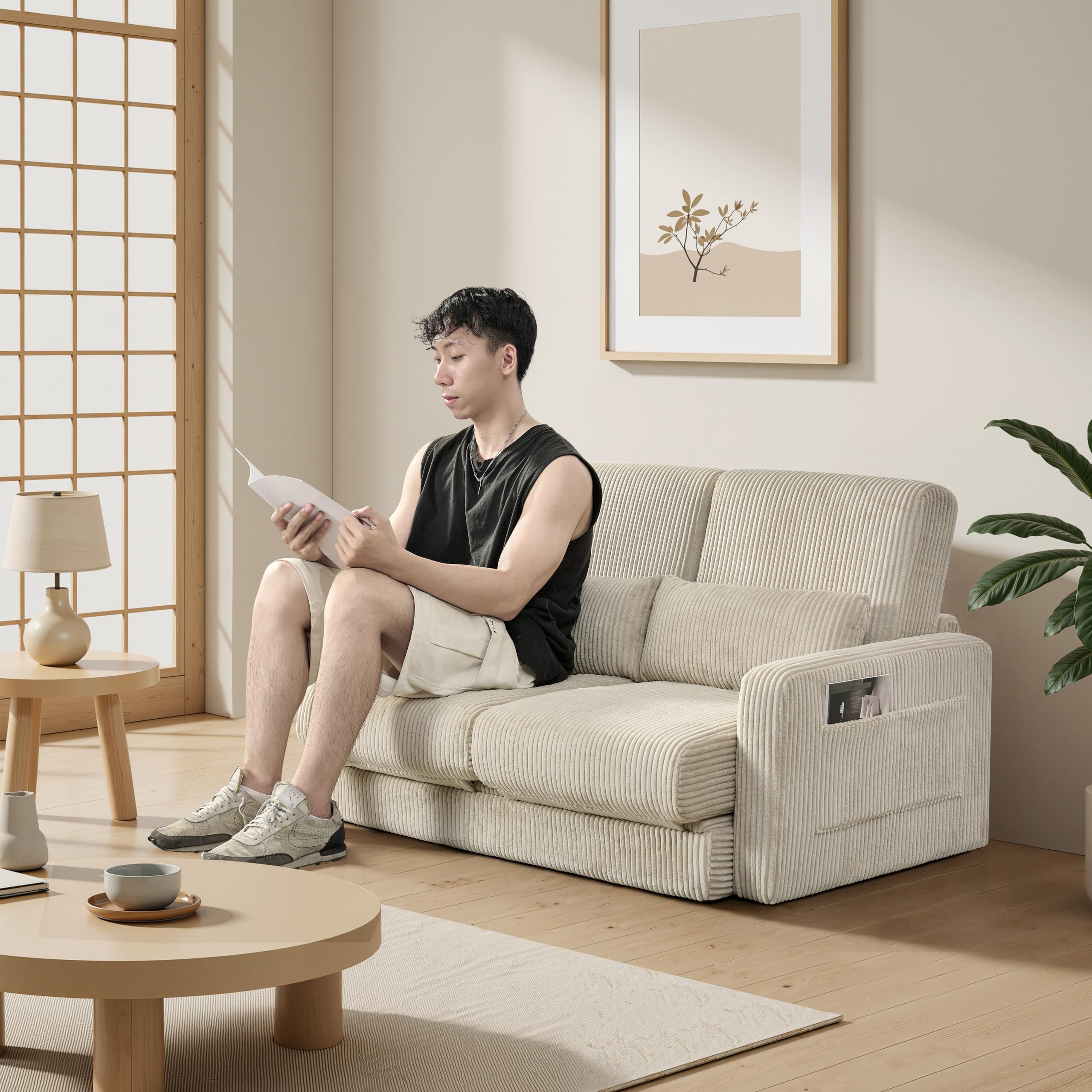 Amazon｜多機能ソファーベッド 幅117cm 収納付き 2人掛け 省スペース 
