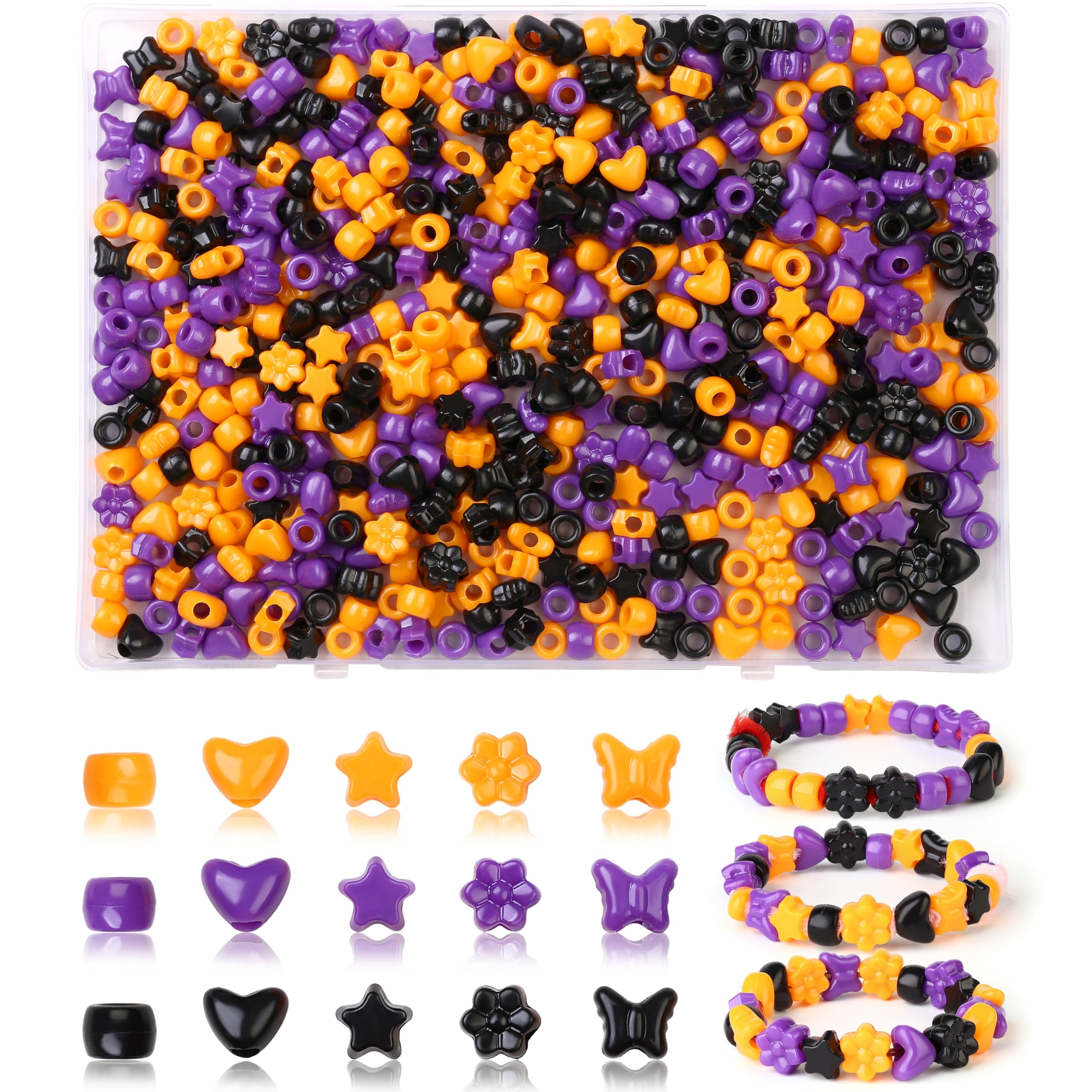 Sahoottie 9mm Halloween Pony Beads Bracelet Making Kit with Box