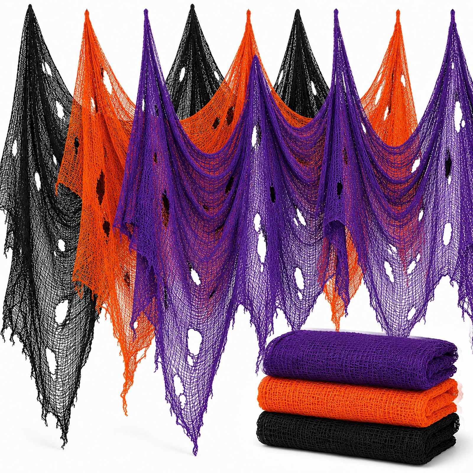 3Pcs 2mx76cm Halloween Decorations Scary Cloth Creepy Cloth Fabric Black