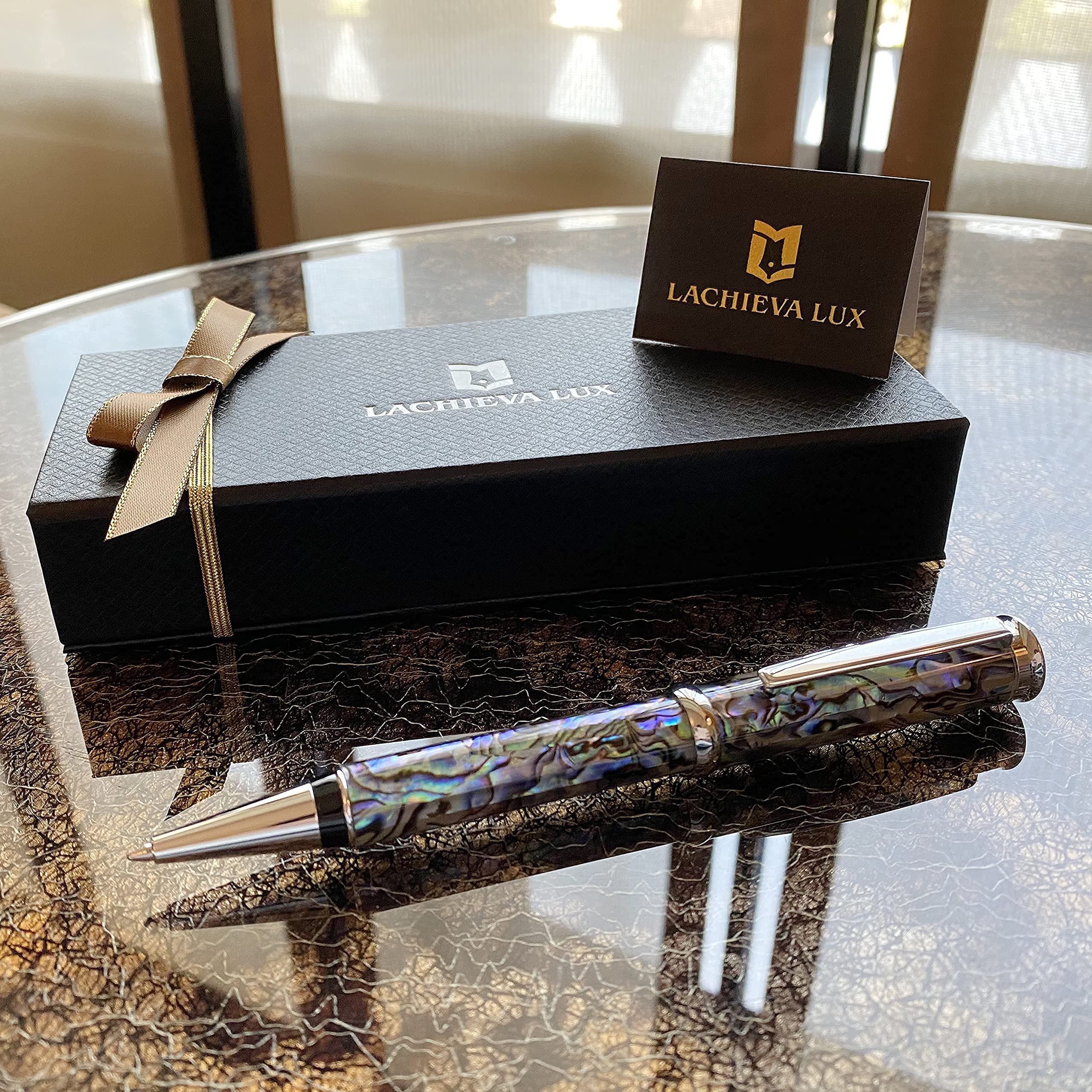 Amazon | LACHIEVA LUX 高級油性ボールペン 天然貝殻 鮑 アワビ ドイツ