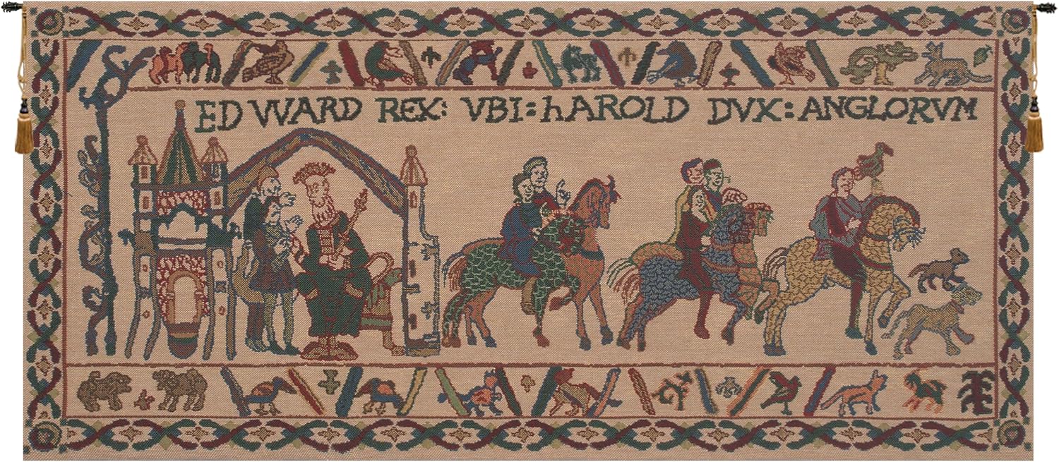 C Charlotte Home Furnishings Inc Bayeux - Edward Belgian Tapestry Wall Hanging | Viscose Cotton and Polyester Blend Wall Art | 15 in. x 33 in | Home Decor Accents