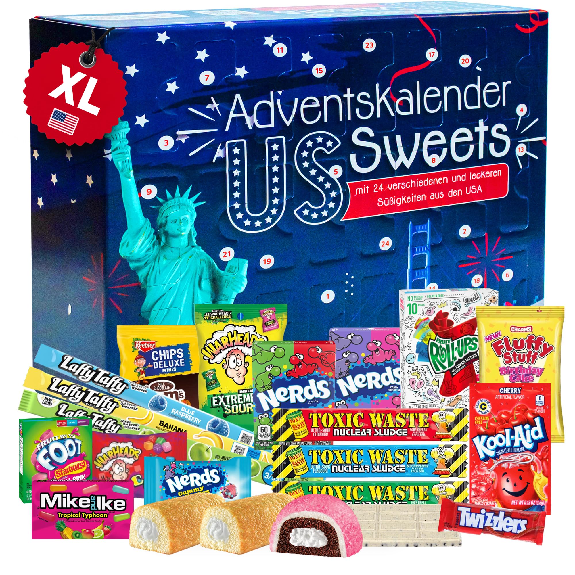 US Sweets Mix Amerikanische Süßigkeiten Box mit 24 Produkten