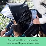 Ingenuity Poussette double 3Dlite, Poussette de commodité légère, Chaque siège jusqu'à 50 livres, Inclinaison, Auvent, Panier de rangement XL, Noir