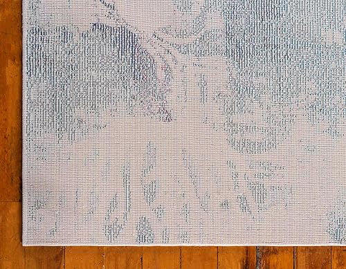 Miniatura 9 de Alfombra moderna Positano de estilo costero de Loom, Polipropileno, Azul claro, beige