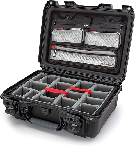 Nanuk 925 Estuche rígido de mano impermeable con organizador de tapa y divisor acolchado, color negro