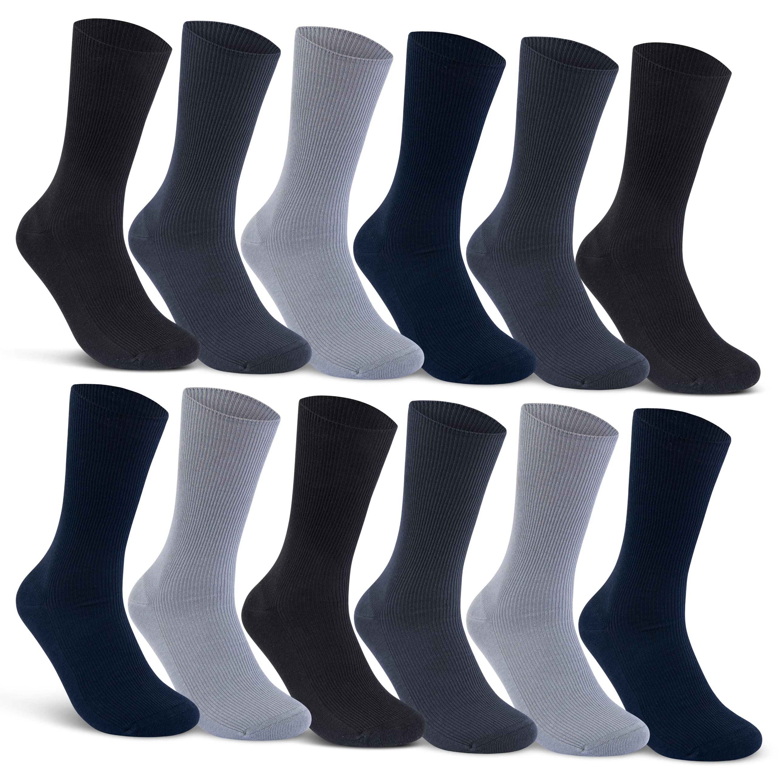 sockenkauf24 12 Paar Socken ohne Gummidruck 100% Baumwolle Damen & Herren Diabetiker Socken