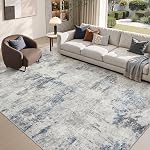 DMOYEST Living Room Area Rugs - 8x10 Abstract Large Soft Indoor Washable Rug Neutral Modern Low Pile Carpet for Bedroom Dining Room Farmhouse Home Office - Grey Blue