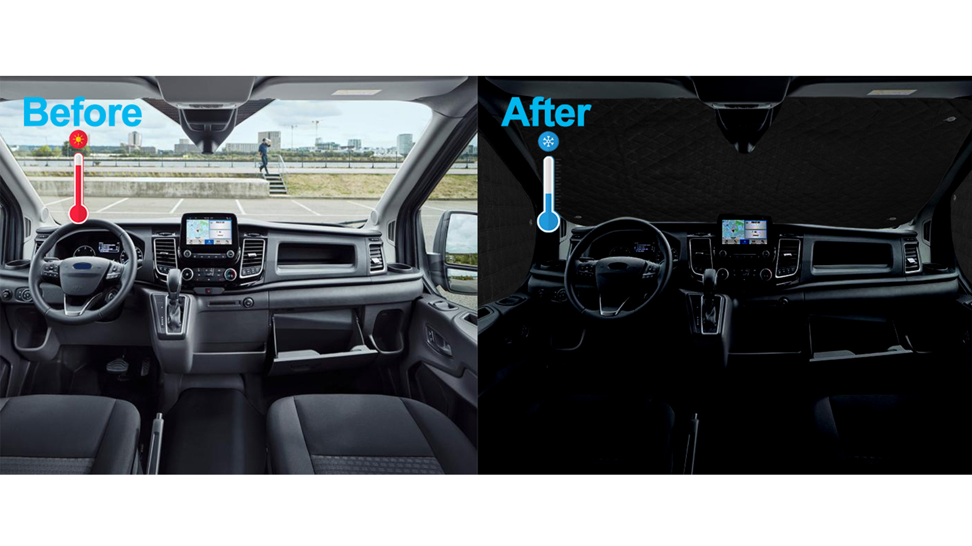 Copertura Parabrezza 600D Per Ford Transit Custom - Impermeabile, Anti Sole E Neve - Foto 3