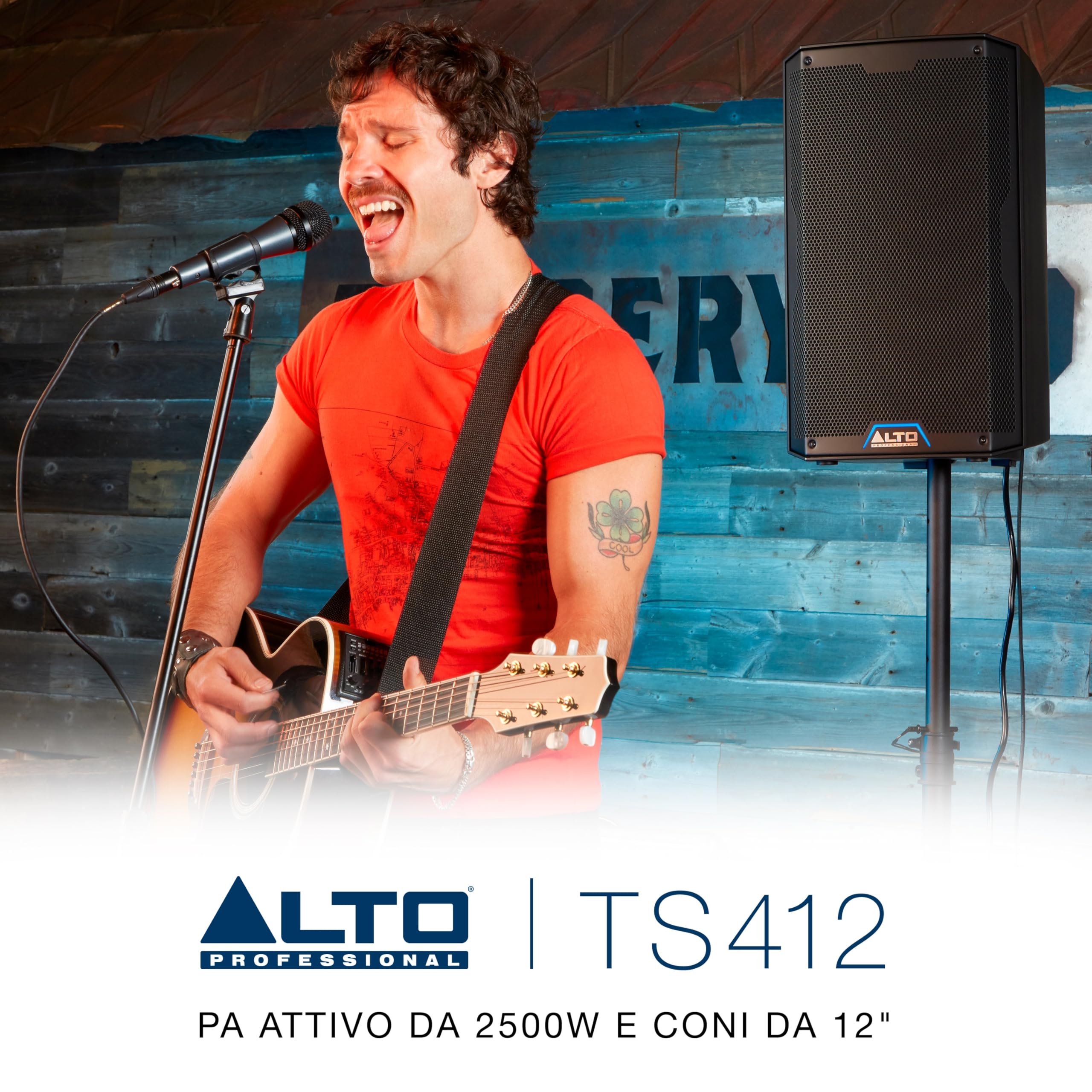 ALTO TS412 Cassa Amplificata Attiva da 12" e 2500W, Potente con Bluetooth, Mixer a 3 Canali, Connessione tra Altoparlanti Wireless, DSP e App