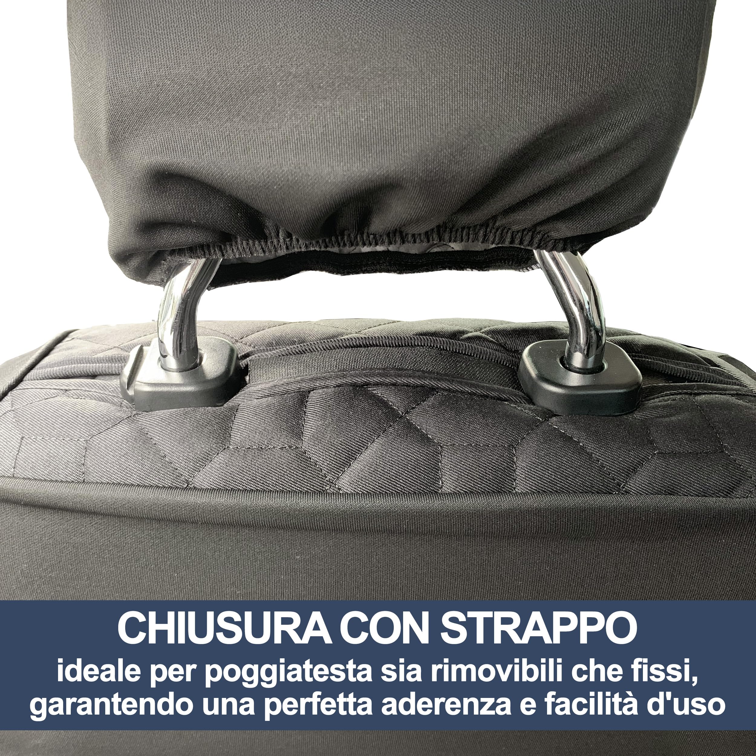Auto Accessori Lupex | 2pz Coprisedili Anteriori Universali LS16 - Tessuto Deluxe Nero cuciture Rosso | Design Elegante, Resistente e Confortevole | Compatibili con Poggiatesta Classico
