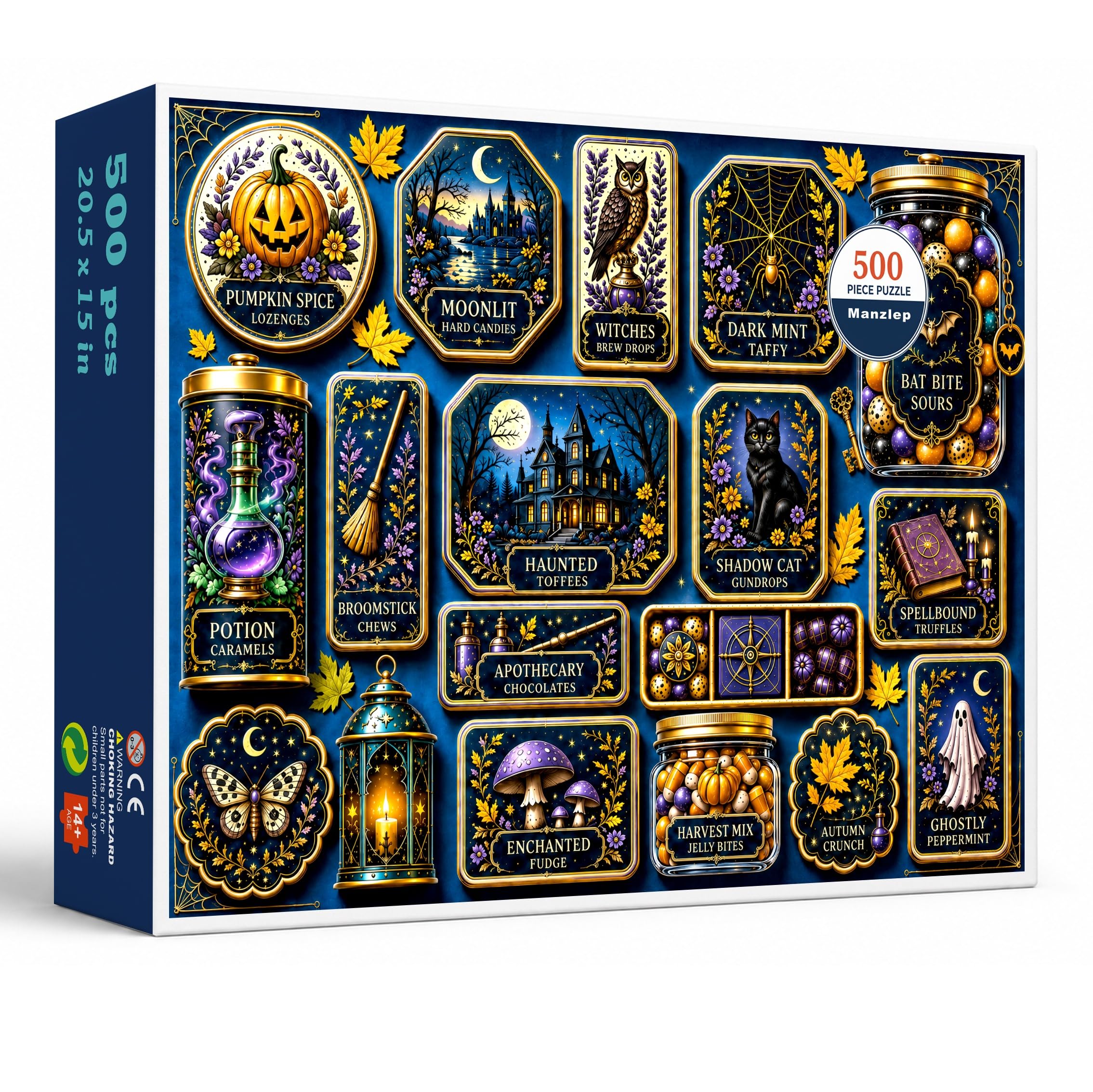 Manzlep Halloween Candy Apothecary 500 Piece Puzzle for Adults & Teens