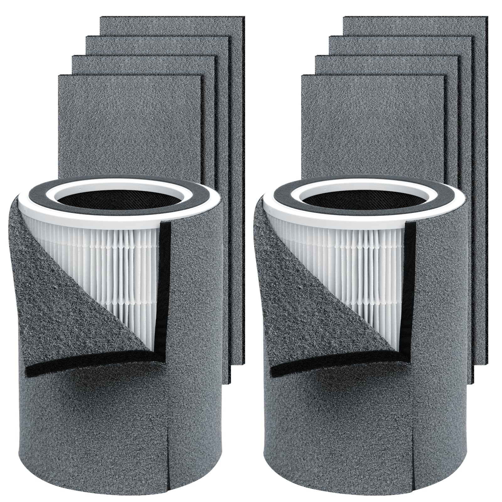 Harebery Upgrade HP670 Replacement Filter Set Compatible with Hunter HP670 Large Tower Purifier, Part Number H-HF670-VP, 2 premium Filter + 8 Carbon