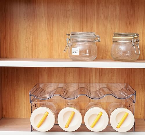 Miniatura 7 de IEEK Estante apilable de plástico para almacenamiento de botellas con capacidad para 16 botellas, estante organizador de botellas de aguavino y