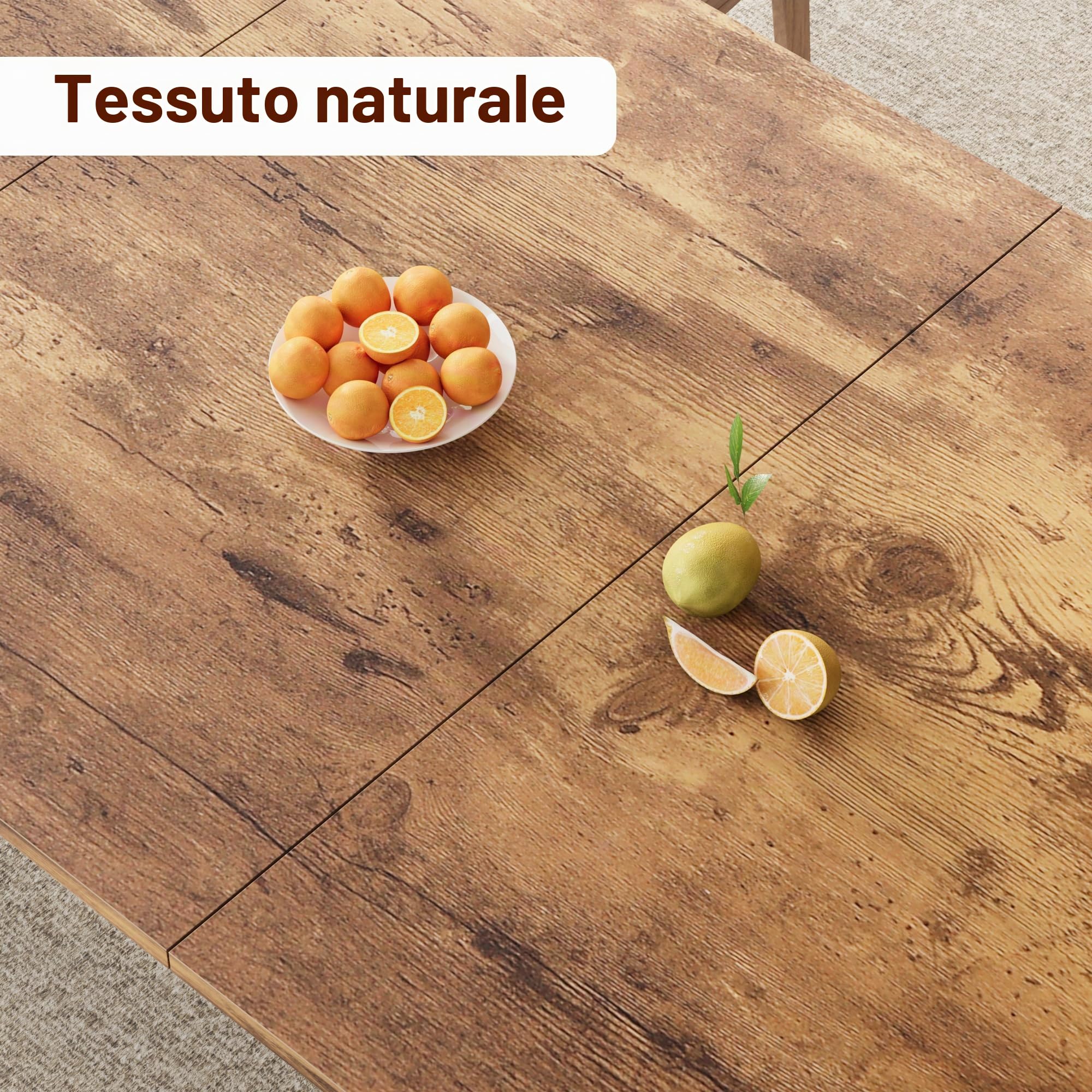Tavolo da pranzo industriale ampio 200 cm per 6-8 persone - Struttura in metallo solida - Piano in legno rettangolare - Perfetto per sala da pranzo e ufficio - Colore retrò
