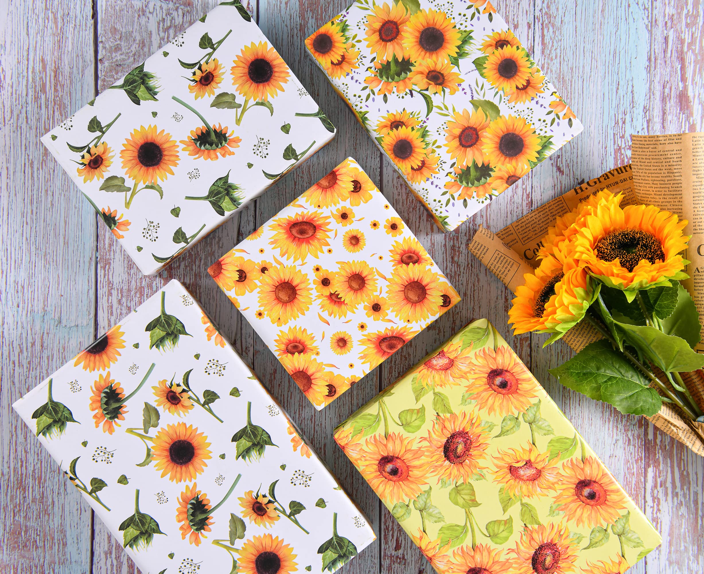 Sacs Cadeaux Papier Design Sunflower Fields - Choix Taille Et Quantité - Neuf