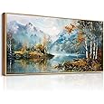PHAOHUAXM Large Canvas Wall Art For Living Room Wall Decor For Bedroom Office Decorations Trees Forest Landscape Painting Lake view Wall Pictures Modern Room Home Decor Artwork Wood Framed 24x48 In