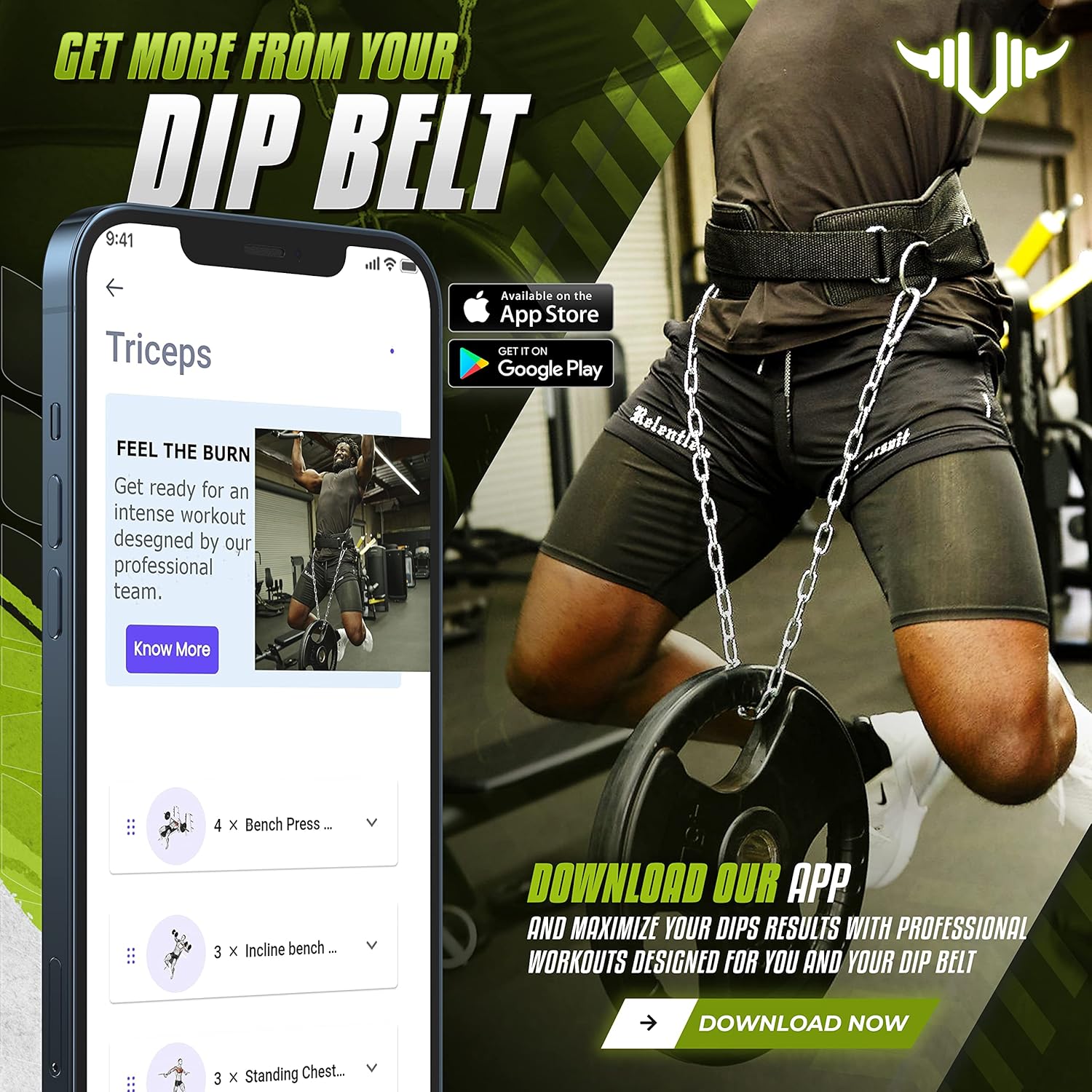 Buy Vikingstrength Dip Belt for Weight Lifting Including Wrist Wraps