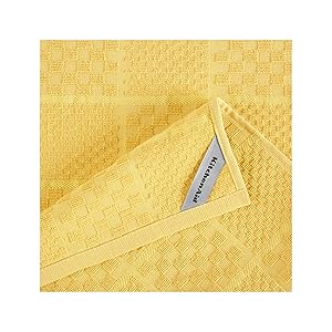 KITCHENAID Quilted Cotton Terry Cloth Oven Mitt, Pot Holder, Kitchen Towel 4-Pack Set, Heat Resistant, Silicone Grip, 16"x26", 7"x13" & 7"x10", Butter Yellow