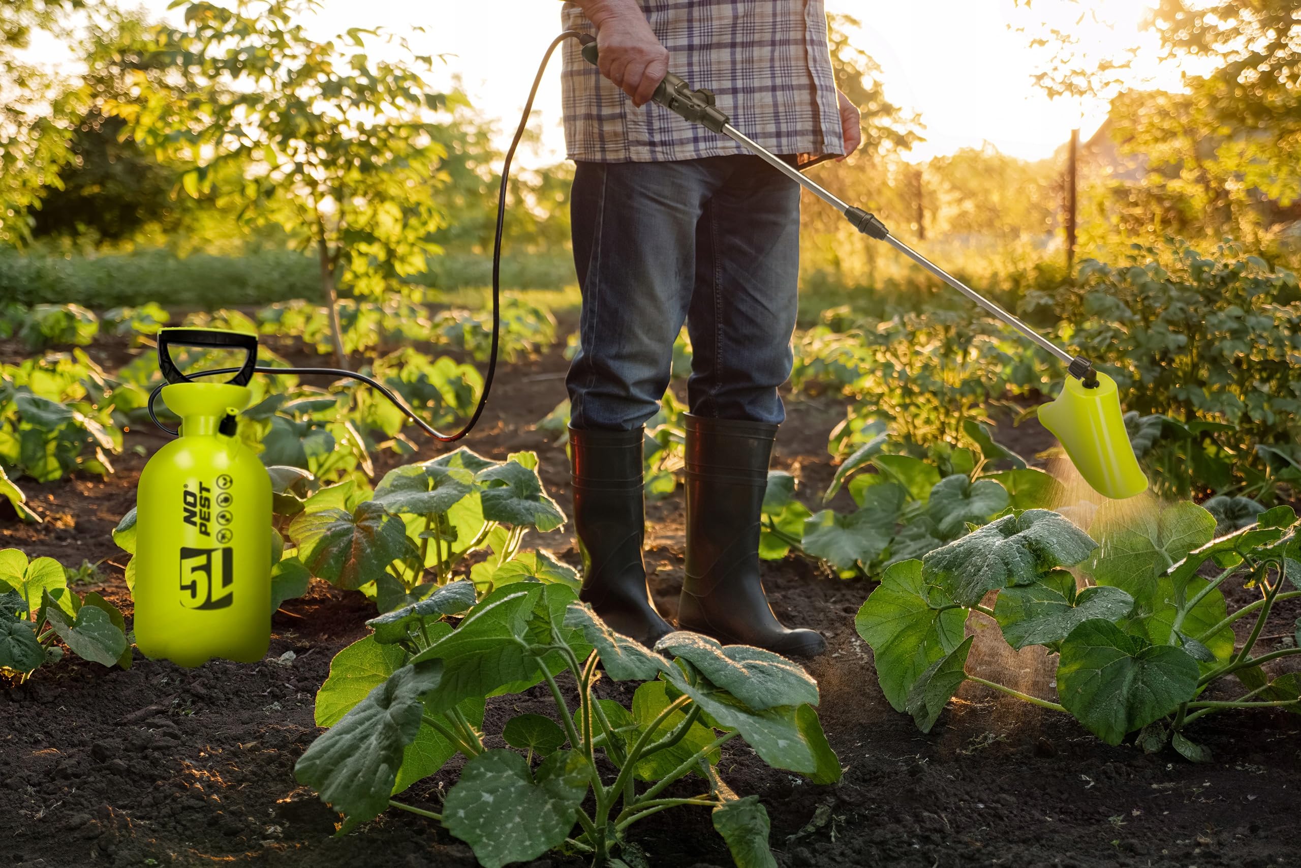No Pest Pulvérisateur Professionnel 5L Pulvérisateur de Jardin - Buse Réglable Lance Télescopique Pulvérisateur à Pression pour Jardin Plantes Désherbant Original
