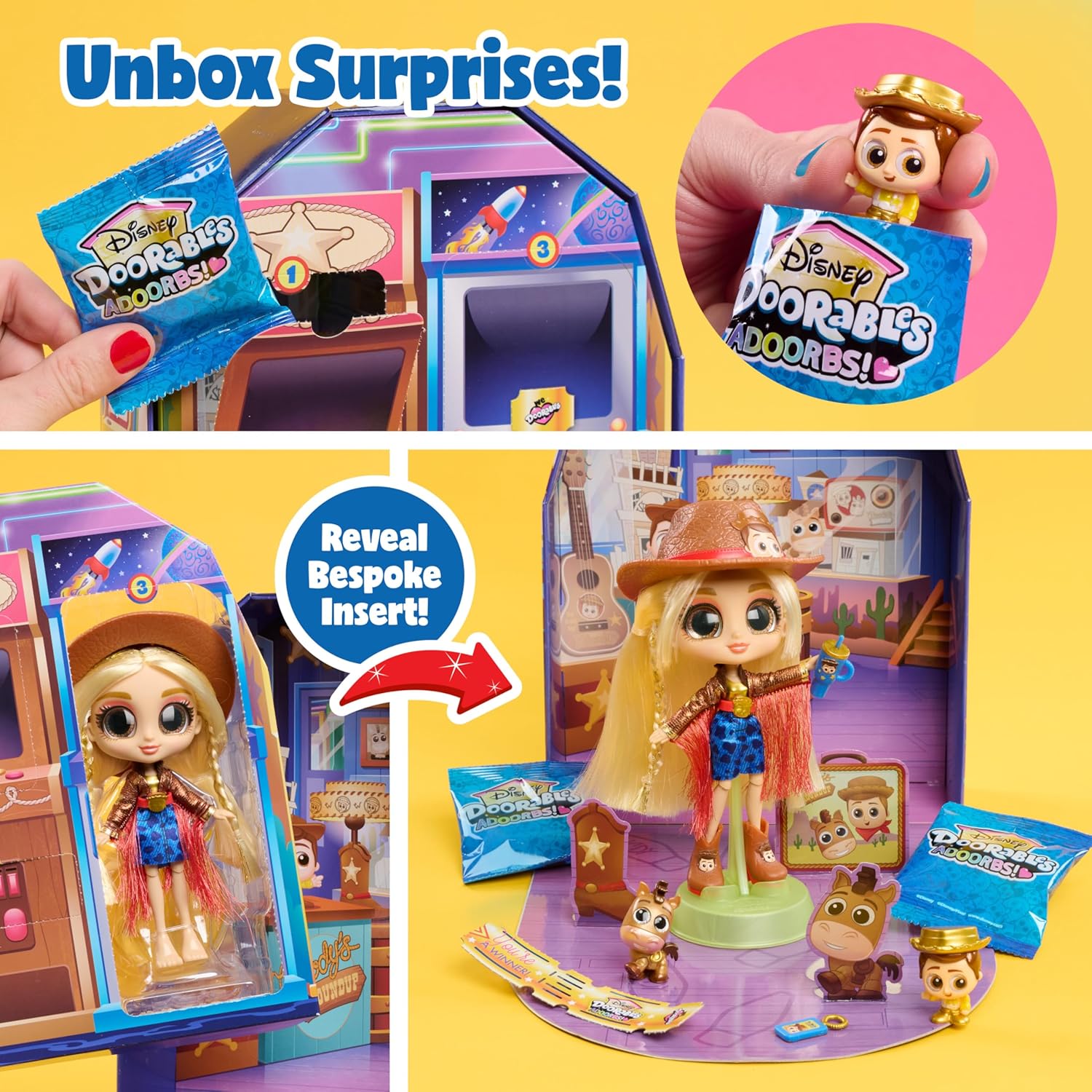 Disney Doorables ADOORBS Toy Story Superfan Doll, UNbox 10 Mini Accessories, 2 Exclusive Figures, Fun Play Area, Toy Gift for Collectors, Fans, Tweens, Girls & Kids 5+ by Just Play