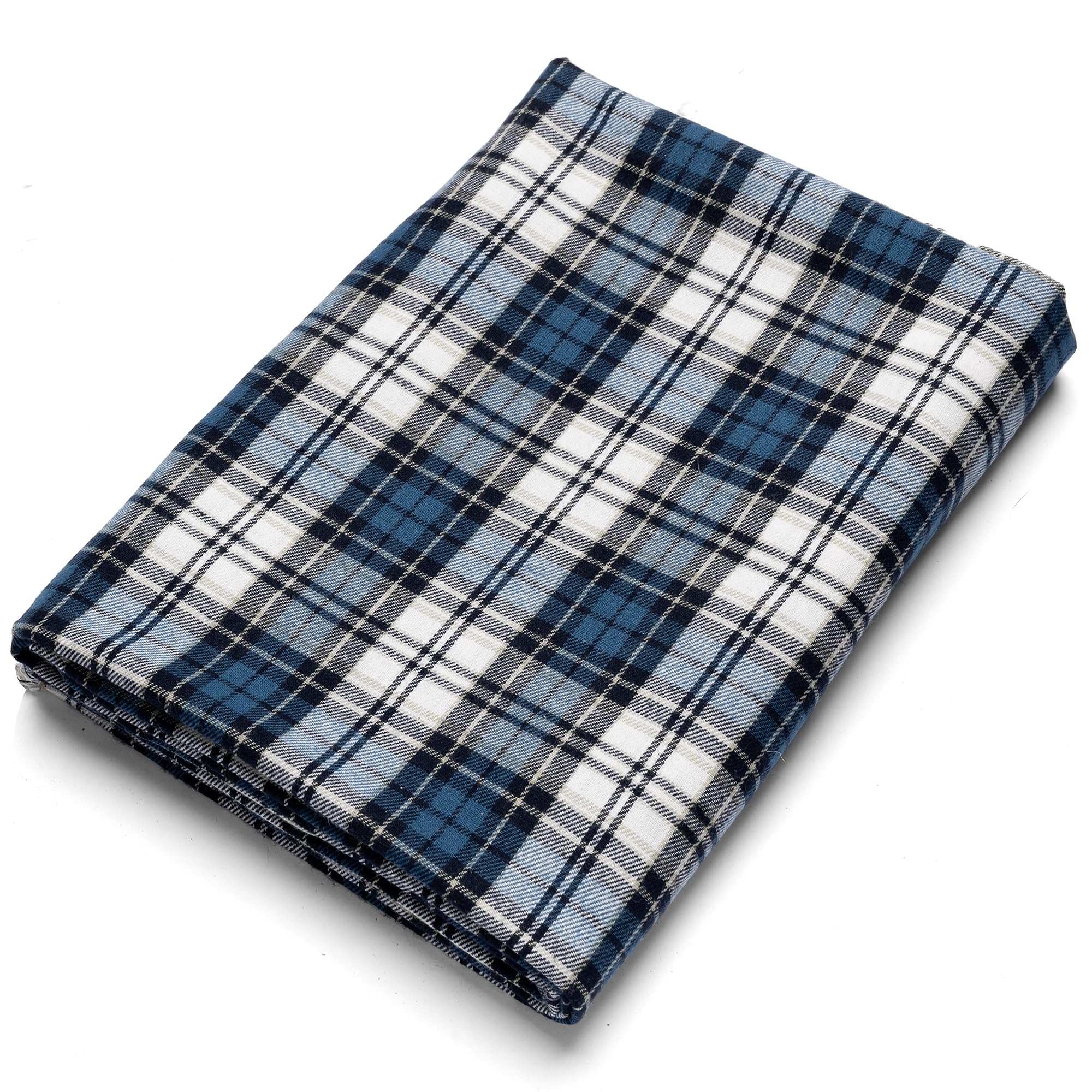 Pico Textiles 2 Yards Bolt Blue and White Tartan Plaid Flannel Fabric - 60" Wide - 100% Cotton - Sold by The Yard - for Shirts, Scarves, Pajamas & Receiving Blankets