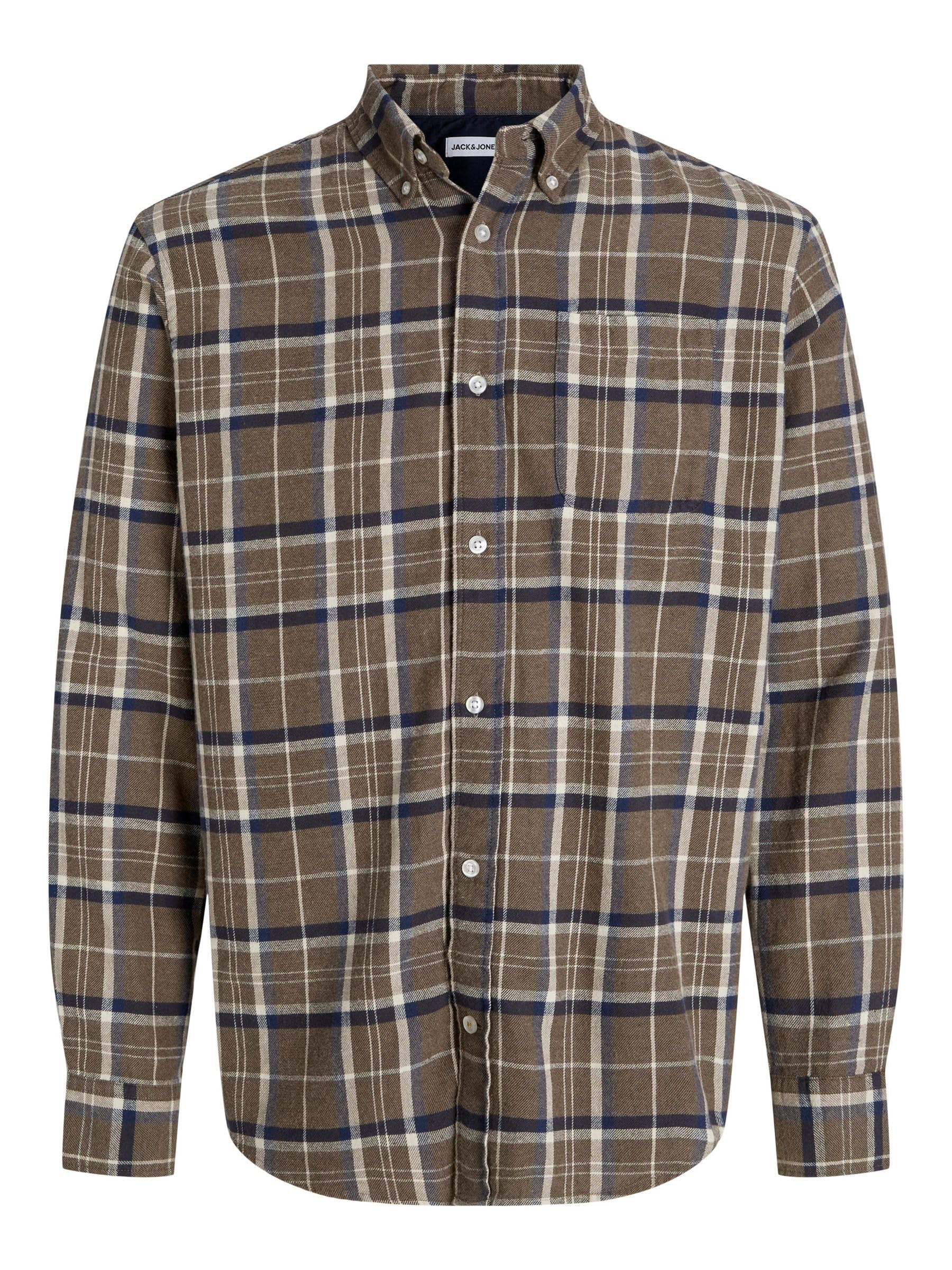 JACK & JONES Jjeclassic Flannel Check Shirt LS Sn, Otter, M