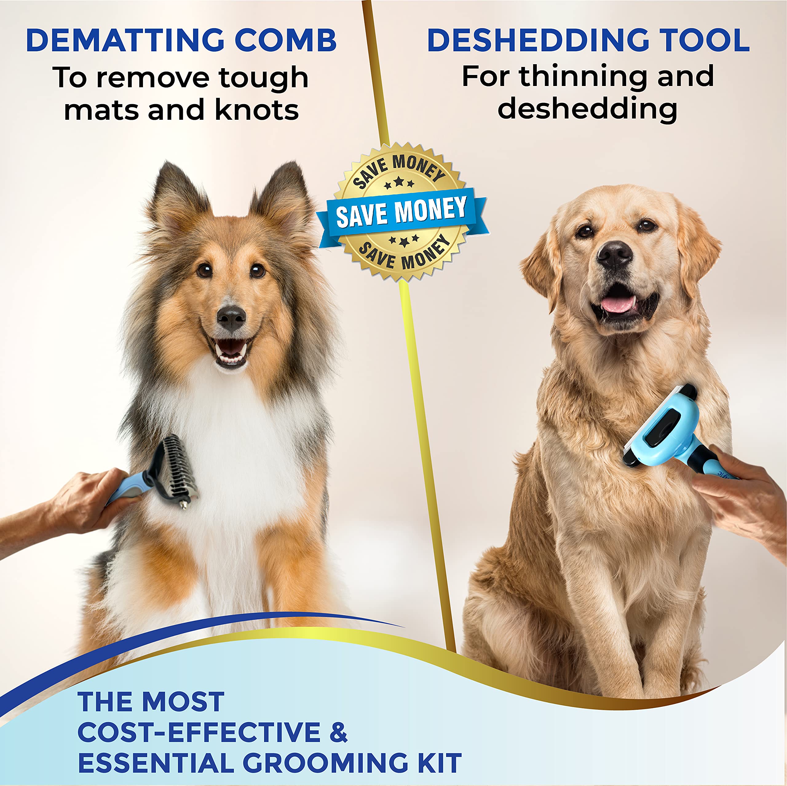 Fur Magic Medium Deshedding Tool & Dematting Comb – Grooming Brushes for Dogs, Cats, Horses – Reduce Shedding and Remove Knots, Mats and Loose Undercoat