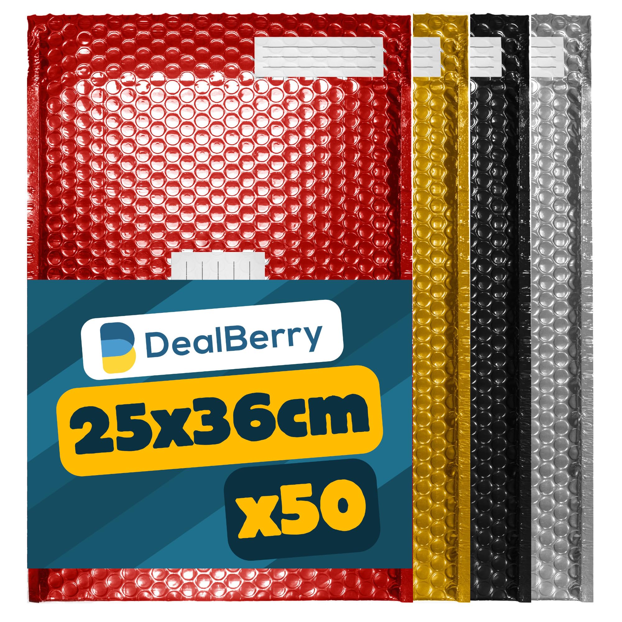 50 Pack Padded Bubble Envelopes - Bubble Wrap Envelope - Poly Bags for Shipping Packaging Mailing - Envelopes Peel and Seal - Address & Return Box (Silver, 27x36cm) — image 1