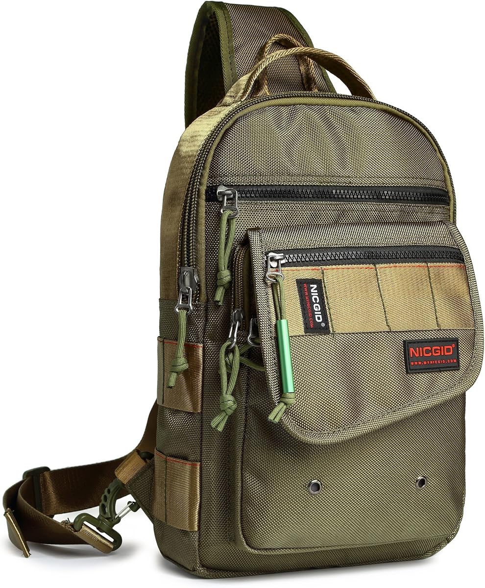 NICGID Sling Bags, Chest Shoulder Backpacks Crossbody Purse Outdoor Chest Bag Travel Backpack for Men Women