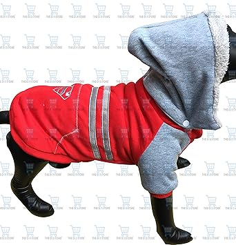 The DDS Store Winter Dog Coats Pet Dog Clothes Dog Hoodie Warm (16 Inch, Red)