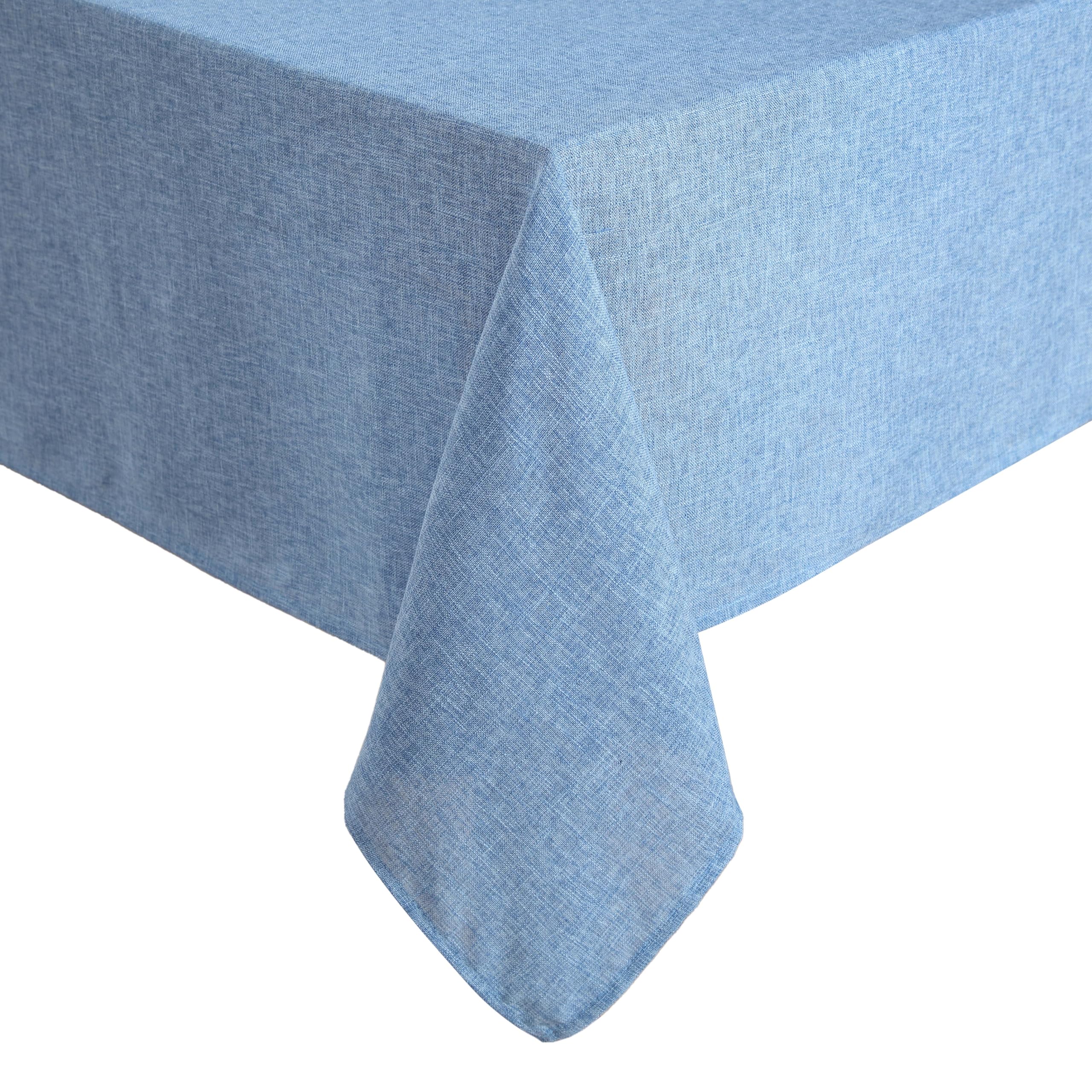 Laura Ashley Harper Luxurious Smooth Fabric Tablecloth for Formal or Casual Dinners, Holiday, Banquet, Wedding or Party, 60 x 84 inch, Denim