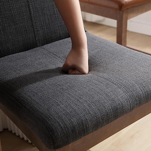 Miniatura 8 de Kmax Juego de 2 taburetes de bar de 30 pulgadas, taburetes de bar tapizados de granja con soporte trasero, taburetes de bar sin brazos de madera