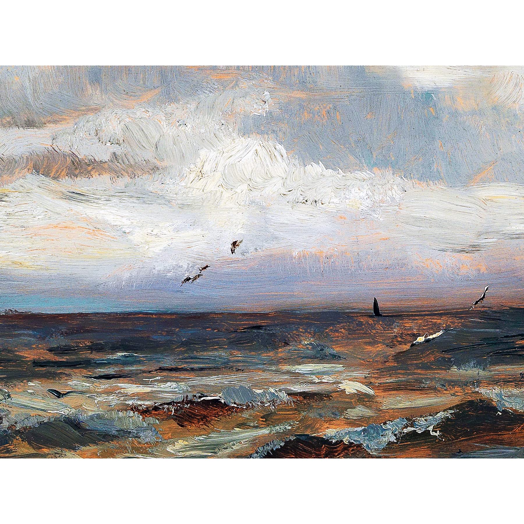 Artery8 Florian On The North Sea Waves Seascape Painting Large XL Wall Art Canvas Print