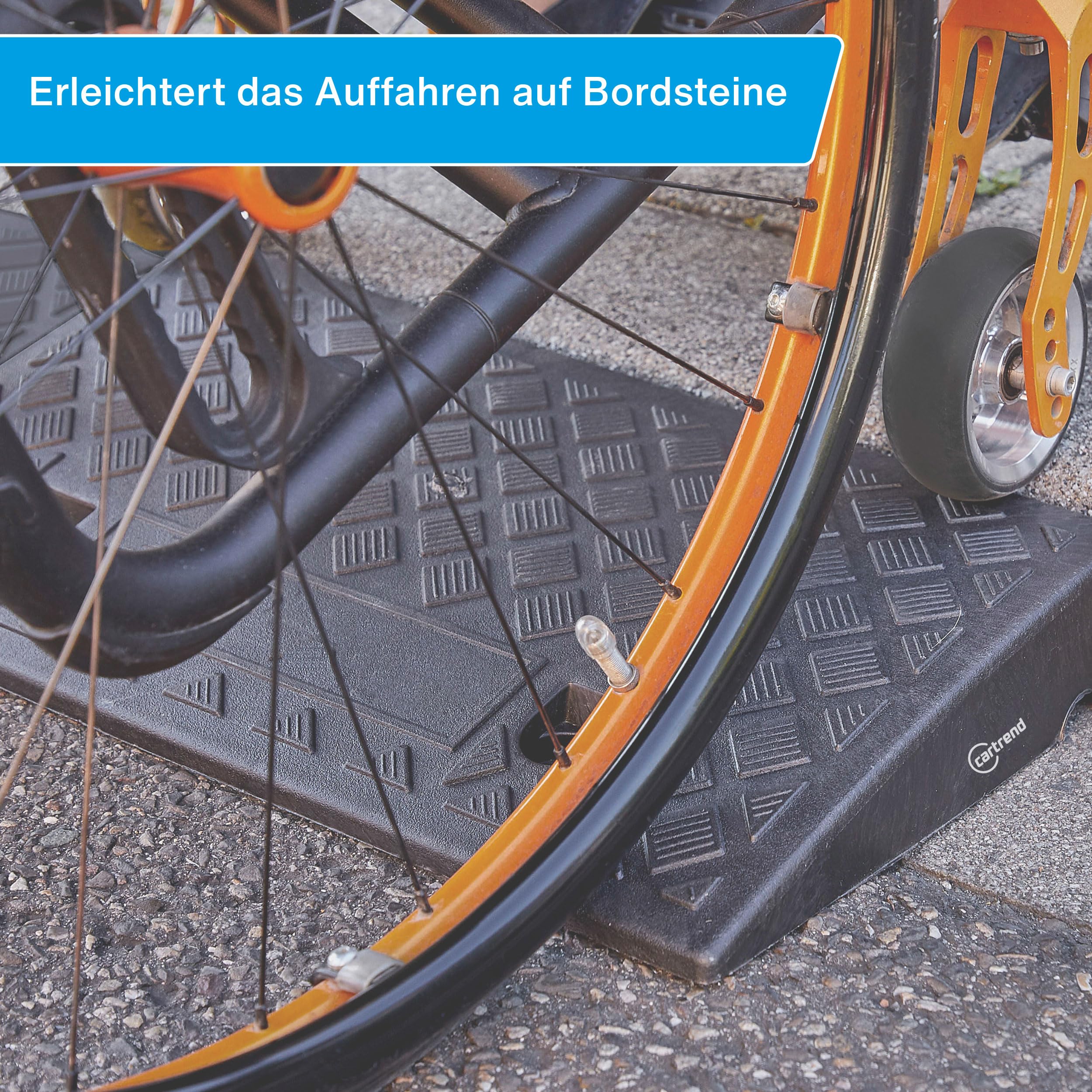 cartrend Bordsteinrampen 2er-Set, tragbar, Rollstuhlrampe für Auto, Motorrad, Rollstuhl, Rollator, schwarz