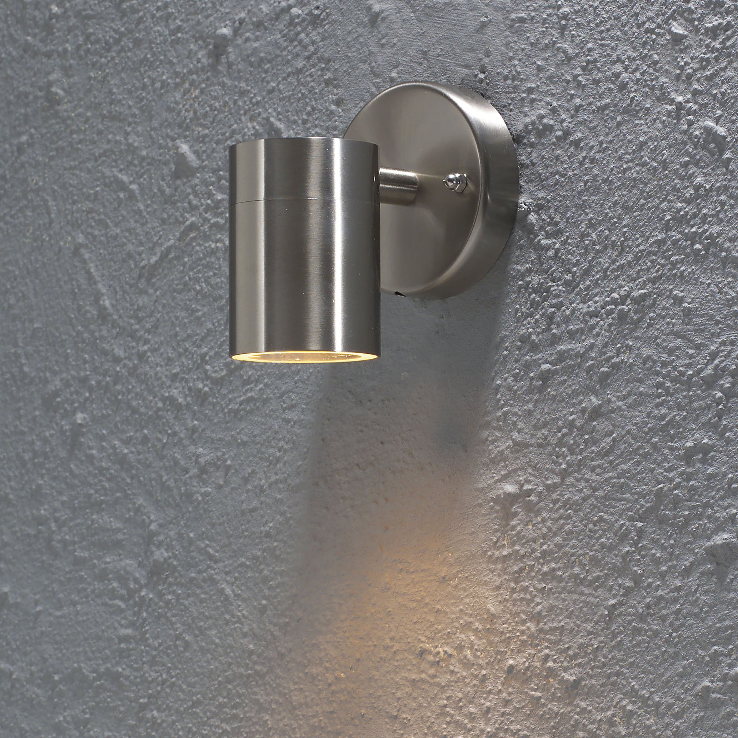 Konstsmide Outdoor Wall Light Mains Powered/Modena Down Modern Lantern/1 x 35 W GU10 Max Wall Lamp/Clear Glass Lens/IP44/Outside Light Stainless Steel - Image 2