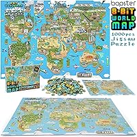 Vista 8 de Rompecabezas de 1000 piezas, rompecabezas de mapa del mundo para adultos, estilo retro, rompecabezas de 8 bits, rompecabezas de 1000 piezas