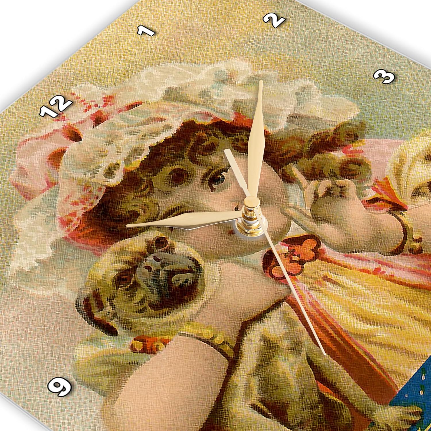 3dRose Print of Victorian Girl Holding Pug Doggie - Wall Clock, 15 by 15-Inch (DPP_212612_3)