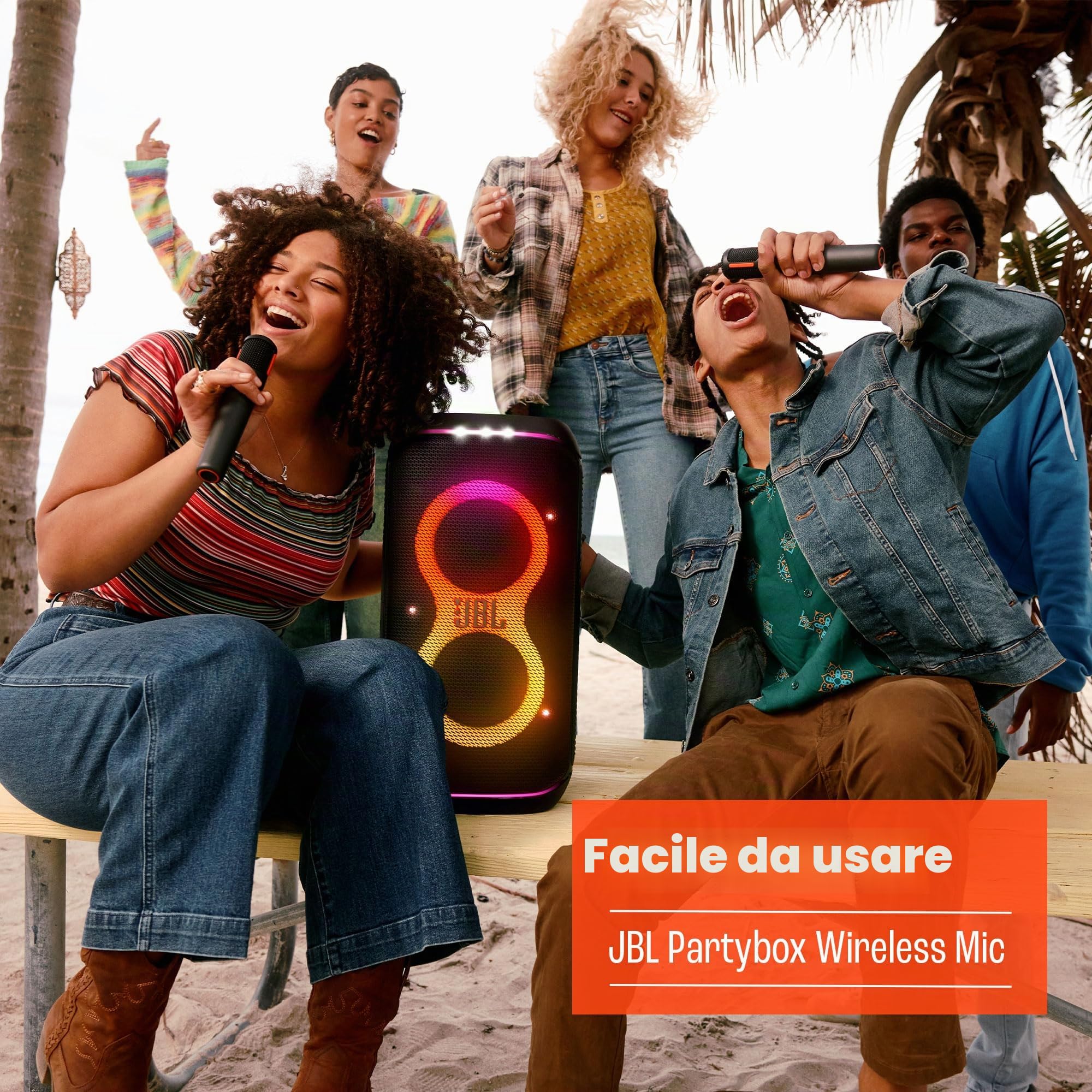 JBL PartyBox - Microfono wireless 2 x digitali, batteria ricaricabile (20 ore - 700 mAh), voce chiara, suono nitido, connessione stabile a 2,4 GHz